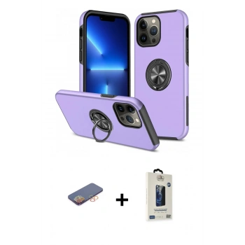 MARSİLYAN™- iPhone 13 Pro Max Kılıf Odak Form Prime - Siyah Bilvis Hayalet Cam Ekran Koruyucu + Renkli Kamera Lens Koruma Cam - TU