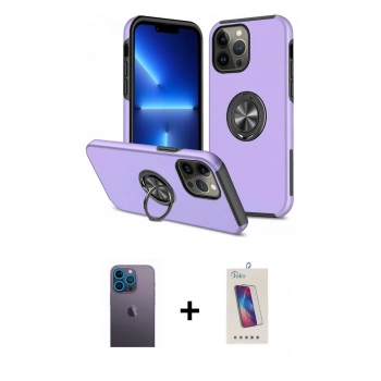 MARSİLYAN™- iPhone 13 Pro Max Kılıf Odak Form Prime - Siyah Joko 5D Cam + Neon Fosforlu Kamera Lens - MI