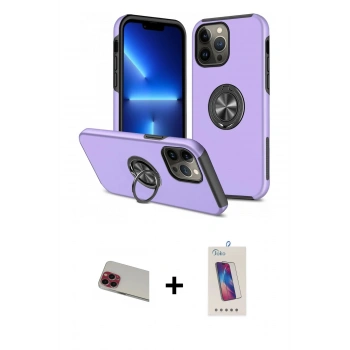 MARSİLYAN™- iPhone 13 Pro Max Kılıf Odak Form Prime - Siyah Joko 5D Cam + Rainbow Kamera Lens Koruma Cam - KI