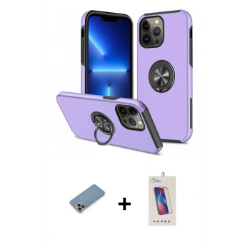 MARSİLYAN™- iPhone 13 Pro Max Kılıf Odak Form Prime - Siyah Joko 5D Cam + Shine Kamera Lens Koruma Cam - PE