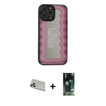 MARSİLYAN™- iPhone 13 Pro Max Kılıf Odak Klasik Serisi - Şeffaf 360 Full Body Arka Koruyucu + Rainbow Kamera Lens Koruma Cam - BZ