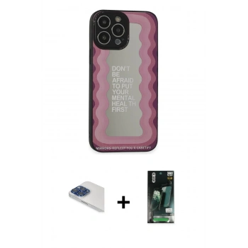 MARSİLYAN™- iPhone 13 Pro Max Kılıf Odak Klasik Serisi - Şeffaf 360 Full Body Arka Koruyucu + Pers Alüminyum Kamera Lens - LT
