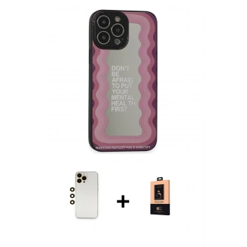 MARSİLYAN™- iPhone 13 Pro Max Kılıf Odak Klasik Serisi - Şeffaf Maxco Cam Ekran Koruyucu + Shine Kamera Lens - GD