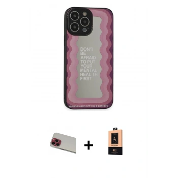 MARSİLYAN™- iPhone 13 Pro Max Kılıf Odak Klasik Serisi - Şeffaf Maxco Cam Ekran Koruyucu + Rainbow Kamera Lens Koruma Cam - KI