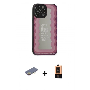 MARSİLYAN™- iPhone 13 Pro Max Kılıf Odak Klasik Serisi - Şeffaf Maxco Cam Ekran Koruyucu + Renkli Kamera Lens Koruma Cam - SI