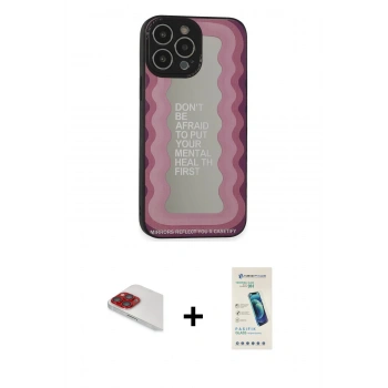 MARSİLYAN™- iPhone 13 Pro Max Kılıf Odak Klasik Serisi - Şeffaf Pasifik Cam Ekran Koruyucu + Pers Alüminyum Kamera Lens - KI