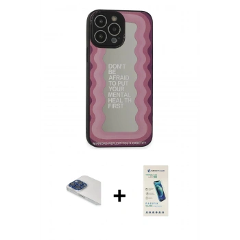 MARSİLYAN™- iPhone 13 Pro Max Kılıf Odak Klasik Serisi - Şeffaf Pasifik Cam Ekran Koruyucu + Pers Alüminyum Kamera Lens - LT