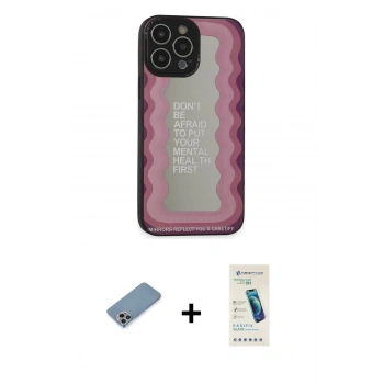 MARSİLYAN™- iPhone 13 Pro Max Kılıf Odak Klasik Serisi - Şeffaf Pasifik Cam Ekran Koruyucu + Shine Kamera Lens Koruma Cam - GI