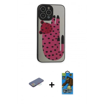 MARSİLYAN™- iPhone 13 Pro Max Kılıf Odak Klasik Serisi - Siyah 18D Cam Ekran Koruyucu + Renkli Kamera Lens Koruma Cam - MI