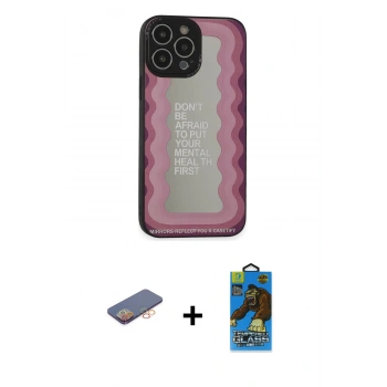 MARSİLYAN™- iPhone 13 Pro Max Kılıf Odak Klasik Serisi - Siyah 18D Cam Ekran Koruyucu + Renkli Kamera Lens Koruma Cam - TU
