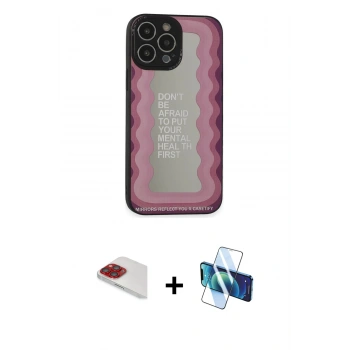 MARSİLYAN™- iPhone 13 Pro Max Kılıf Odak Klasik Serisi - Siyah 3D Antistatik Cam Ekran Koruyucu + Pers Alüminyum Kamera Lens - KI