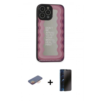 MARSİLYAN™- iPhone 13 Pro Max Kılıf Odak Klasik Serisi - Siyah 3D Antistatik Hayalet Cam Ekran Koruyucu + Renkli Kamera Lens Koruma Cam - TU