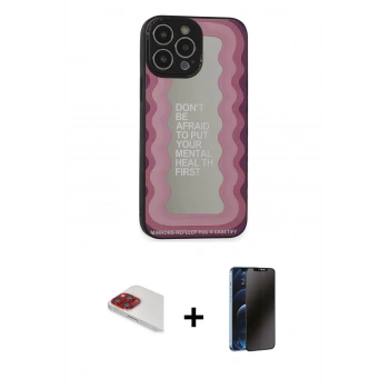 MARSİLYAN™- iPhone 13 Pro Max Kılıf Odak Klasik Serisi - Siyah 3D Antistatik Hayalet Cam Ekran Koruyucu + Pers Alüminyum Kamera Lens - KI