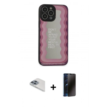 MARSİLYAN™- iPhone 13 Pro Max Kılıf Odak Klasik Serisi - Siyah 3D Antistatik Hayalet Cam Ekran Koruyucu + Pers Alüminyum Kamera Lens - SABE