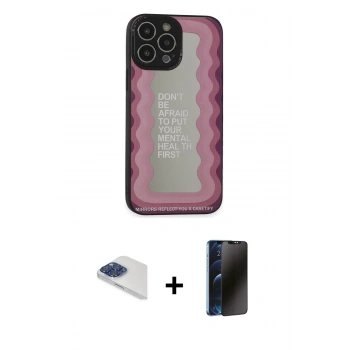 MARSİLYAN™- iPhone 13 Pro Max Kılıf Odak Klasik Serisi - Siyah 3D Antistatik Hayalet Cam Ekran Koruyucu + Pers Alüminyum Kamera Lens - LT