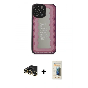 MARSİLYAN™- iPhone 13 Pro Max Kılıf Odak Klasik Serisi - Siyah 6D Mat Seramik Hayalet Nano Ekran Koruyucu + Raze Metal Kamera Lens - GD
