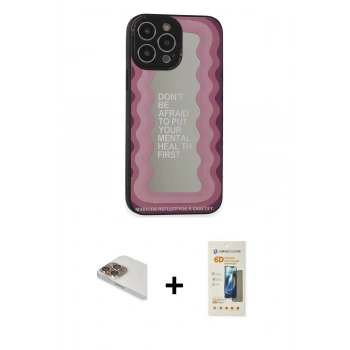 MARSİLYAN™- iPhone 13 Pro Max Kılıf Odak Klasik Serisi - Siyah 6D Mat Seramik Hayalet Nano Ekran Koruyucu + Pers Alüminyum Kamera Lens - GD