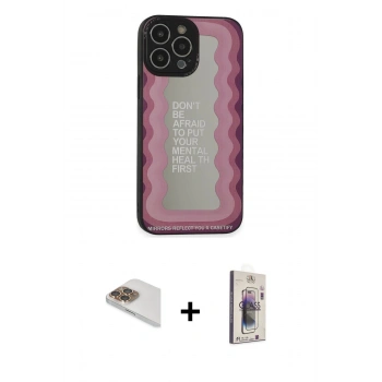 MARSİLYAN™- iPhone 13 Pro Max Kılıf Odak Klasik Serisi - Siyah Bilvis 3D Cam Ekran Koruyucu + Pers Alüminyum Kamera Lens - GD