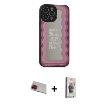 MARSİLYAN™- iPhone 13 Pro Max Kılıf Odak Klasik Serisi - Siyah Bilvis 3D Cam Ekran Koruyucu + Rainbow Kamera Lens Koruma Cam - KI