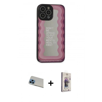 MARSİLYAN™- iPhone 13 Pro Max Kılıf Odak Klasik Serisi - Siyah Bilvis 3D Cam Ekran Koruyucu + Rainbow Kamera Lens Koruma Cam - MI