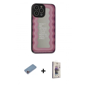 MARSİLYAN™- iPhone 13 Pro Max Kılıf Odak Klasik Serisi - Siyah Bilvis 3D Cam Ekran Koruyucu + Shine Kamera Lens Koruma Cam - PE