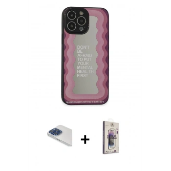 MARSİLYAN™- iPhone 13 Pro Max Kılıf Odak Klasik Serisi - Siyah Bilvis 3D Cam Ekran Koruyucu + Pers Alüminyum Kamera Lens - LT