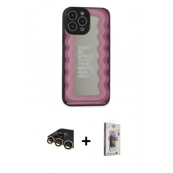 MARSİLYAN™- iPhone 13 Pro Max Kılıf Odak Klasik Serisi - Siyah Bilvis 3D Cam Ekran Koruyucu + Raze Metal Kamera Lens - GD