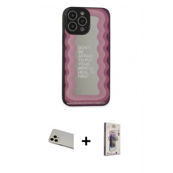MARSİLYAN™- iPhone 13 Pro Max Kılıf Odak Klasik Serisi - Siyah Bilvis 3D Cam Ekran Koruyucu + Rainbow Kamera Lens Koruma Cam - REGD