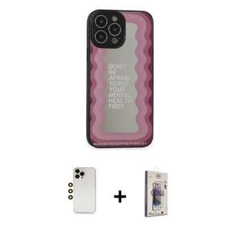 MARSİLYAN™- iPhone 13 Pro Max Kılıf Odak Klasik Serisi - Siyah Bilvis 3D Cam Ekran Koruyucu + Shine Kamera Lens - GD