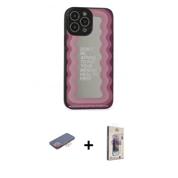 MARSİLYAN™- iPhone 13 Pro Max Kılıf Odak Klasik Serisi - Siyah Bilvis 3D Cam Ekran Koruyucu + Renkli Kamera Lens Koruma Cam - TU