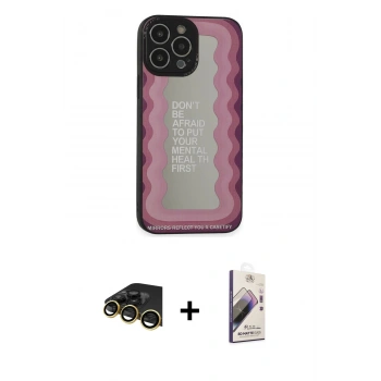 MARSİLYAN™- iPhone 13 Pro Max Kılıf Odak Klasik Serisi - Siyah Bilvis 3D Mat Cam Ekran Koruyucu + Raze Metal Kamera Lens - GD