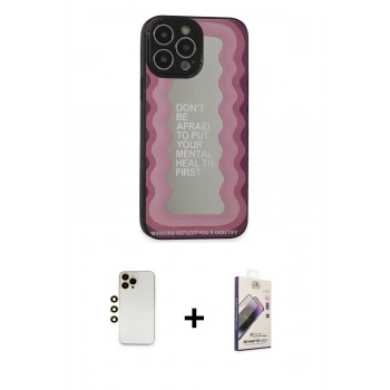 MARSİLYAN™- iPhone 13 Pro Max Kılıf Odak Klasik Serisi - Siyah Bilvis 3D Mat Cam Ekran Koruyucu + Shine Kamera Lens - GD