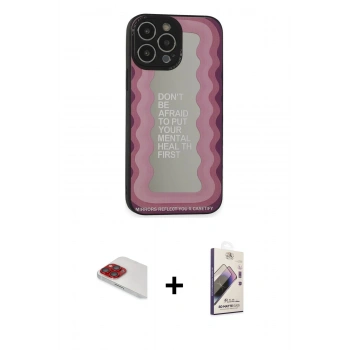 MARSİLYAN™- iPhone 13 Pro Max Kılıf Odak Klasik Serisi - Siyah Bilvis 3D Mat Cam Ekran Koruyucu + Pers Alüminyum Kamera Lens - KI