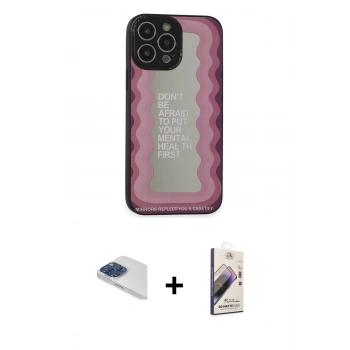 MARSİLYAN™- iPhone 13 Pro Max Kılıf Odak Klasik Serisi - Siyah Bilvis 3D Mat Cam Ekran Koruyucu + Pers Alüminyum Kamera Lens - LT