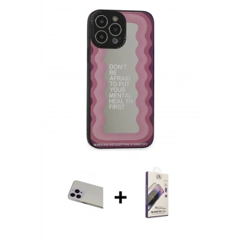 MARSİLYAN™- iPhone 13 Pro Max Kılıf Odak Klasik Serisi - Siyah Bilvis 3D Mat Cam Ekran Koruyucu + Rainbow Kamera Lens Koruma Cam - MR