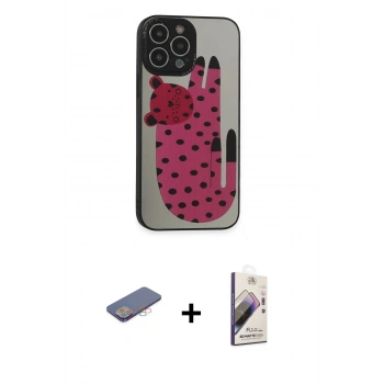 MARSİLYAN™- iPhone 13 Pro Max Kılıf Odak Klasik Serisi - Siyah Bilvis 3D Mat Cam Ekran Koruyucu + Renkli Kamera Lens Koruma Cam - PE