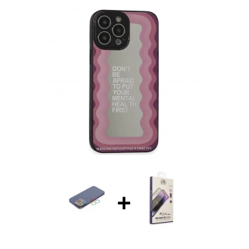 MARSİLYAN™- iPhone 13 Pro Max Kılıf Odak Klasik Serisi - Siyah Bilvis 3D Mat Cam Ekran Koruyucu + Renkli Kamera Lens Koruma Cam - MI