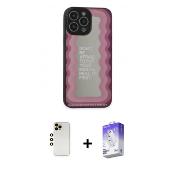 MARSİLYAN™- iPhone 13 Pro Max Kılıf Odak Klasik Serisi - Siyah Bilvis 5in1 3D Magic Cam Ekran Koruyucu + Shine Kamera Lens - GD