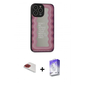 MARSİLYAN™- iPhone 13 Pro Max Kılıf Odak Klasik Serisi - Siyah Bilvis 5in1 3D Magic Cam Ekran Koruyucu + Pers Alüminyum Kamera Lens - KI