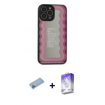 MARSİLYAN™- iPhone 13 Pro Max Kılıf Odak Klasik Serisi - Siyah Bilvis 5in1 3D Magic Cam Ekran Koruyucu + Shine Kamera Lens Koruma Cam - MI
