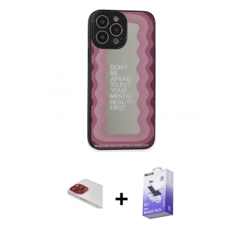 MARSİLYAN™- iPhone 13 Pro Max Kılıf Odak Klasik Serisi - Siyah Bilvis 5in1 5D Magic Hayalet Cam Ekran Koruyucu + Pers Alüminyum Kamera Lens - KI