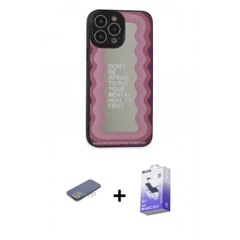MARSİLYAN™- iPhone 13 Pro Max Kılıf Odak Klasik Serisi - Siyah Bilvis 5in1 5D Magic Hayalet Cam Ekran Koruyucu + Renkli Kamera Lens Koruma Cam - MI