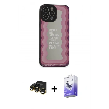 MARSİLYAN™- iPhone 13 Pro Max Kılıf Odak Klasik Serisi - Siyah Bilvis 5in1 5D Magic Hayalet Cam Ekran Koruyucu + Raze Metal Kamera Lens - GD