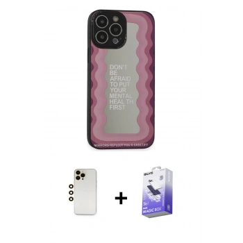 MARSİLYAN™- iPhone 13 Pro Max Kılıf Odak Klasik Serisi - Siyah Bilvis 5in1 5D Magic Hayalet Cam Ekran Koruyucu + Shine Kamera Lens - GD