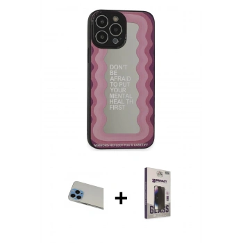 MARSİLYAN™- iPhone 13 Pro Max Kılıf Odak Klasik Serisi - Siyah Bilvis Hayalet Cam Ekran Koruyucu + Rainbow Kamera Lens Koruma Cam - MI