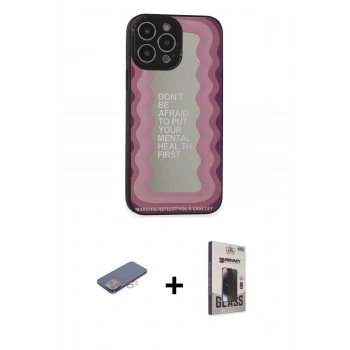 MARSİLYAN™- iPhone 13 Pro Max Kılıf Odak Klasik Serisi - Siyah Bilvis Hayalet Cam Ekran Koruyucu + Renkli Kamera Lens Koruma Cam - PE