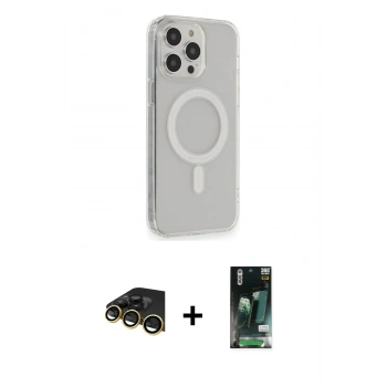 MARSİLYAN™- iPhone 13 Pro Max Kılıf Pusula Çizgi Koleksiyonu - Şeffaf 360 Full Body Arka Koruyucu + Raze Metal Kamera Lens - GD