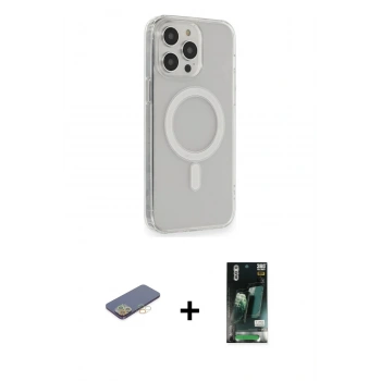 MARSİLYAN™- iPhone 13 Pro Max Kılıf Pusula Çizgi Koleksiyonu - Şeffaf 360 Full Body Arka Koruyucu + Renkli Kamera Lens Koruma Cam - SI