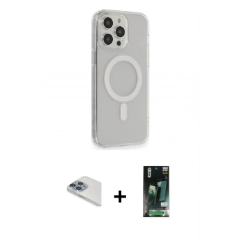 MARSİLYAN™- iPhone 13 Pro Max Kılıf Pusula Çizgi Koleksiyonu - Şeffaf 360 Full Body Arka Koruyucu + Pers Alüminyum Kamera Lens - SABE