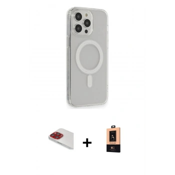 MARSİLYAN™- iPhone 13 Pro Max Kılıf Pusula Çizgi Koleksiyonu - Şeffaf Maxco Cam Ekran Koruyucu + Pers Alüminyum Kamera Lens - KI